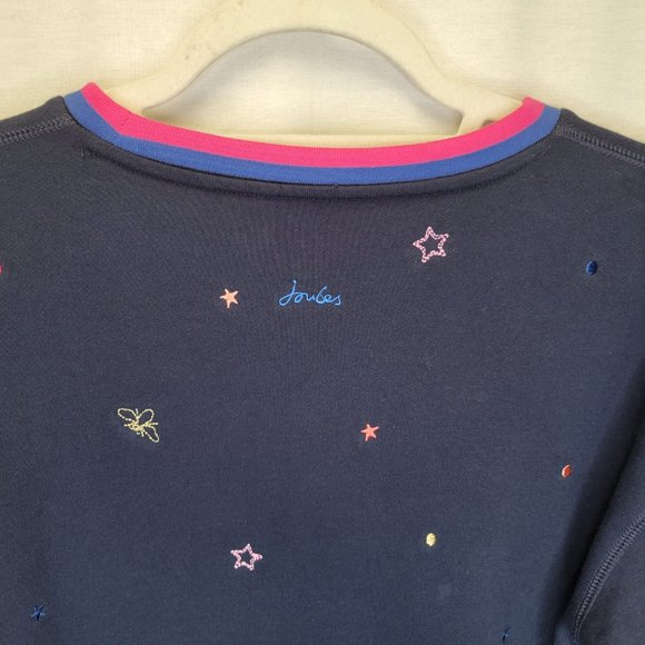 Joules Women's Size 6 Sweatshirt Crewneck Blue Embroidered - Picture 4 of 7